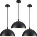 Black Pendant Lights Kitchen Island 3 Packs, 14 Inch Large Dome Pendant Light, Black and White Farmhouse Pendant Light, Island Pendant Lights for Kitchen, Dining Room, Cafe