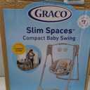 Graco Slim Spaces Compact Baby Swing, Space Saving Portable Bay Swing with Height Adjustable Legs & Soft Toys, Reign