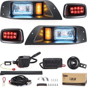 10L0L Golf Cart Headlight Kit for EZGO TXT (1995-2013) - 12V/36V/48V Street Legal Light Kit with Built-In DC Converter, DRL, Turn Signals & Brake Lights