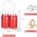 Mauproy 30 Pack Clear Plastic Gift Bags with Handles, Party Favor Bags with Ribbons and Tags, Reusable Goodie Tote Bags for Mother's Day Wedding Baby Shower (6.9 x 6.9 x 3.5")