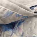 Botanical Quilt Set 3 Pieces King Size, Blue Flower Branch on White Reversible Bedspread Coverlet Set, Soft Microfiber Lightweight Bed Cover for All Season (102" x 90", 1 Quilt+ 2 Pillow Shams)