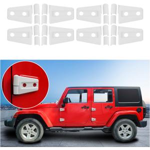 8PCS Door Hinge Covers Trim Accessories for 2007-2018 Jeep Wrangler JK JKU Sport Rubicon Sahara X Unlimited 2-Door & 4-Door (White)