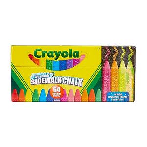 Crayola Ultimate Washable Chalk Collection (64ct), Bulk Outdoor Sidewalk Chalk for Kids, Anti-Roll Sticks, Recess Toys for Kids, Back to School Gifts