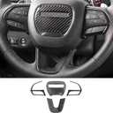 LUNQIN Carbon Fiber Style Car Steering Wheel Trim Cover Panel for Dodge Challenger Charger 20152023 and Dodge Durango 20142020 Auto Interior Decorations Accessories Center Console Protection Covers