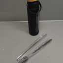 25 oz Glass Water Bottles - Motivational Tumbler With Time Marker - Borosilicate Glass Bottle, Silicone Sleeve, 2 Lids,Handle Spout & Bamboo Straw, Black