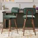 MALOL 26 Swivel Bar Stools Set of 2, Mid Century PU Leather Counter Height Bar Chairs with Low Back and Metal Legs, Modern Bar Stool Chair for Kitchen Island, Green