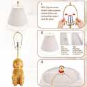 Tuanse 22'' Goldendoodle Dog Lamp Gold Dog Lamp Resin Golden Doodle Table Desk Lamps White Polyester Shade Cute Bedside Nightstand Lamps for Bedroom Living Room Aesthetic Unique Home Room Decor Gift