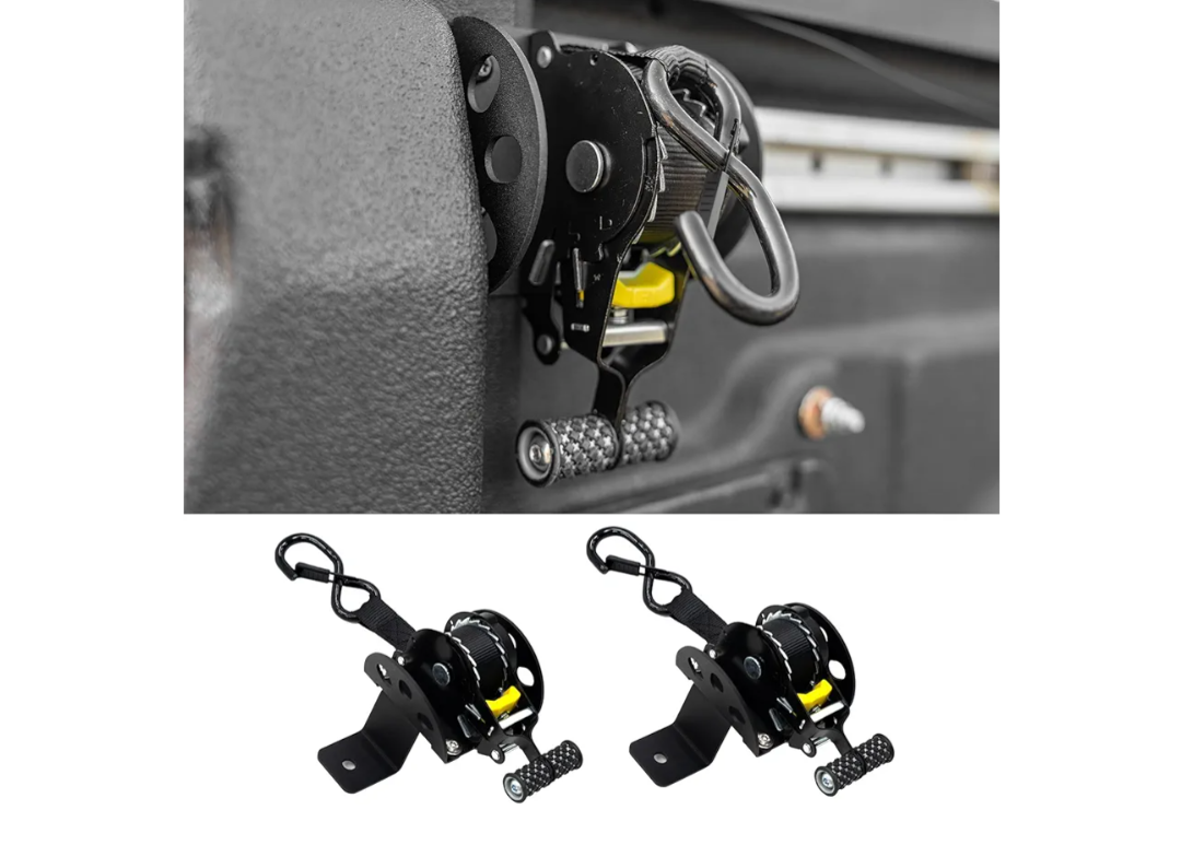 Retractable Ratchet Straps Compatible with 2022-2025 2026 Ford Maverick Retracting Straps Auto Retract Securing Strap Tie Down System 2PCS for 2024 Maverick Accessories