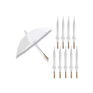 48 in. White Manual Open Wedding Umbrella (10 Pack)