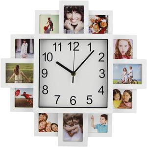 Timelike Modern DIY Frame Clock - White, 40*40*4.5cm, Battery Powered, Indoor Wall Mount, 15.75 inches, Plastic, Unique Home Decor - Make Your Own Multi-Photo Clock