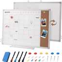 Dry Erase Calendar Whiteboard for Wall 24" x 18" Hanging Board with Cork