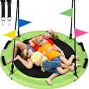 48 inch Tree Swing, Larger Saucer Flying Swing for Whole Family, 900lbs Weight Capacity, with Adjustable Hanging Straps, for Outdoor Playground, Green