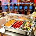 Cold Food Buffet Server,Salad bar Buffet Station for Home(3 Pan)