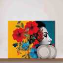 Aihonmin Paint by Numbers Kits 16x20 inch Canvas Closed-Eye Woman DIY Digital Oil on Canvas Flower Painting for Adults and Beginner with Brushes and Acrylic Pigment Modern for Home Decor (Frameless) (Abstract Woman-06)