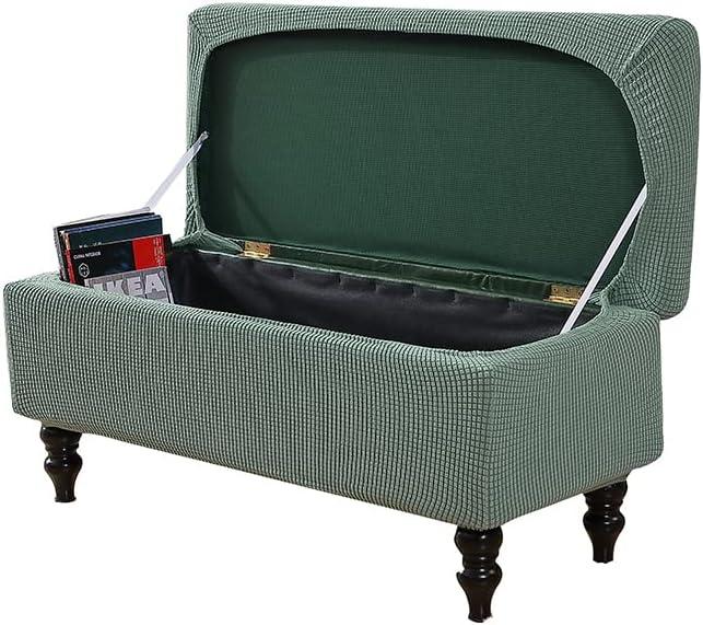 FUANGUI Ottoman Cover Stretch Storage Ottoman Bench Slipcover Jacquard Folding Storage Bench Ottoman Cover Footrest Stool Slipcover Footstool Protector Cover with Elastic Bottom,Medium