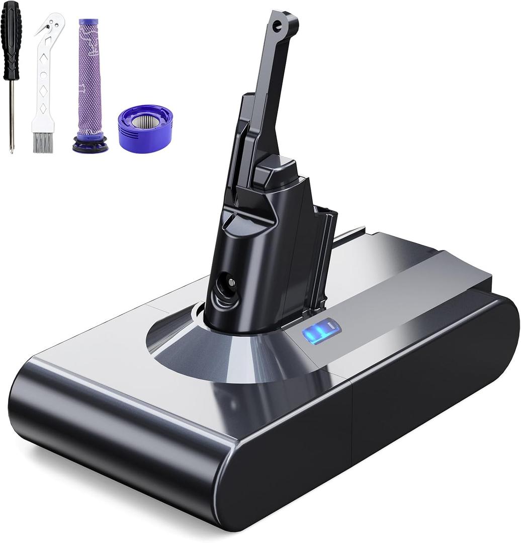 8000mAh Replacement Battery for Dyson V8 Battery Compatible with Dyson V8 Vacuum Cleaner Series (2*Filter)