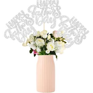 3 x Gyufise 12Pcs Happy Father's Day Centerpiece Sticks Assembled Glitter Love Heart Love Dad Best Dad Table Centerpiece Sticks for Father's Day Theme Men Birthday Party Supplies Silver