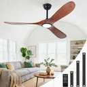 60 Inch Ceiling Fan with Light and Remote, Wood Outdoor Ceiling Fan with Light for Patios Gazebo Living Room Bedroom Modern 3 Blade High CFM Wet Rated Indoor Exterior Fan (Walnut)