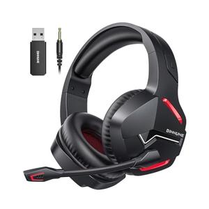 BINNUNE Wireless Gaming Headset for PS5 PC, 120H Ultra-Long Battery, 2.4GHz & Bluetooth 5.3 Wireless Headphones with Noise Canceling Mic, 50mm Drivers, Comfort Over Ear Headphones, Black