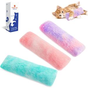 Potaroma Cat Toys Pillows, 3 Pcs, Soft and Durable Cat Crinkle Sound with Catnip Inside, Interactive Indoor Kitten Kicker, Promotes Kitty Exercise (Pastel Colors)