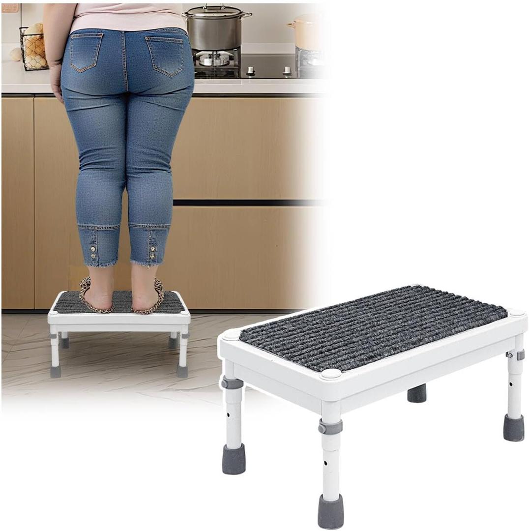 Medical Foot Stool Metal Step Platform Heavy Duty Adjustable Stepping Stool Anti Skid Bed Stairs for Adults Disability Aids Mobility Equipment Bed Step Stools for High Beds, Nursing, SUV Car - 750LBS