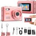 HOTU Mini Keychain Digital Camera, Y2K Pocket-Size Mini Camera, 2MP 1080P Small Camera with 32GB Card, Video Recorder with Long Battery Life for Travel, Party and Vlog (Rose Gold)