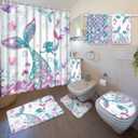 Nuanchu 6 Pcs Mermaid Shower Curtain Set with Rug Bathroom Sets with Shower Curtain Bath Mat U Shaped Mat Toilet Lid Cover 2 Bath Towels and 12 Hooks Mermaid Bathroom Decor
