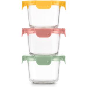 Ello Color Lock 2 Cup 6PC, 3 Pack Glass Meal Prep Sets Leak-Proof Glass Food Storage Containers with Airtight BPA-Free Plastic Lids, Dishwasher, Microwave, and Freezer Safe, Desert Festival