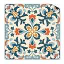 Yomisex Red Terracotta Teal Floral Mahjong Mat 31.5 x 31.5 Inch, Mediterranean Mexican Flower Non-Slip Noise Reduction Mahjong Table Mat for American Mah Jong Poker Card Board Games Dominoes