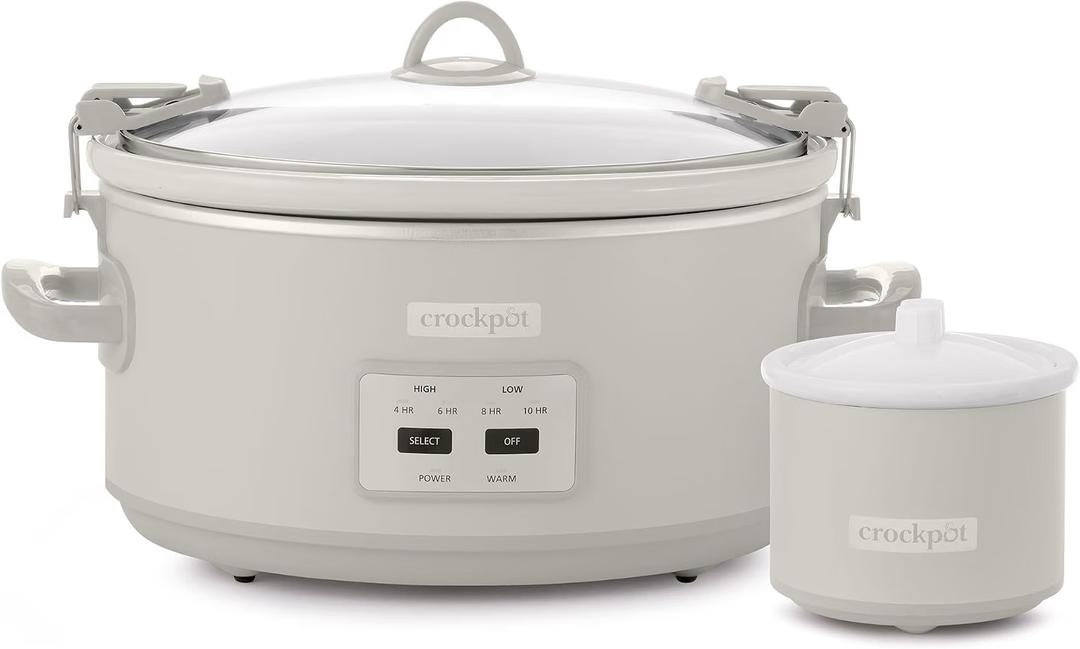 Crock-Pot Designer Series 7qt Slow Cooker with Bonus Little Dipper Mushroom: 4 Settings, Stoneware, Stainless Steel, Keep Warm