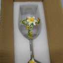 Enamel Flower Gin Balloon Glass Wine Glass Birthday Mothers Day Gifts (Yellow lily)