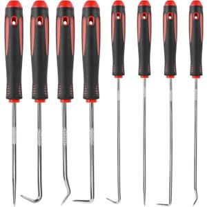 8PCS Precision Pick Set - Easy Removal Tool for Automotive Oil Seals, O-Rings, and Gaskets, Lock Pick Set, Picks, Pick Tool (black-red)