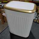 TIPGO Bathroom Trash Can with Lid, 2.1 Gallon / 8 Liter Small Garbage Can, Press Top Bin, Stainless Steel Wastebasket with Pop-Up Lid for Bedroom, Living Room, Office (White)