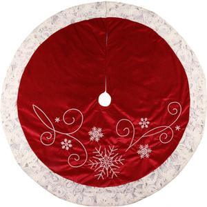 LoKori Red Christmas Tree Skirt, 48 Inches Luxurious Velvet Xmas Tree Skirt Floor Door Mat Decorations for Holiday Party Indoor Outdoor Home Office Ornaments