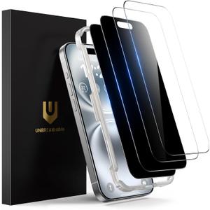 UNBREAKcable 4PCS Screen Protector for iPhone 16 Plus - 2 Privacy Tempered Glass+ 2 Clear Glass Double Shatterproof [Installation Frame] [9H Hardness] [Case Friendly] Anti-Scratch iPhone 6.7 inch
