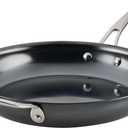 Anolon Everlast N2 Carbon Steel Frying Pan/Skillet with Helper Handle Compatible with All Cooktops, Metal Utensil Safe, 12 Inch - Black