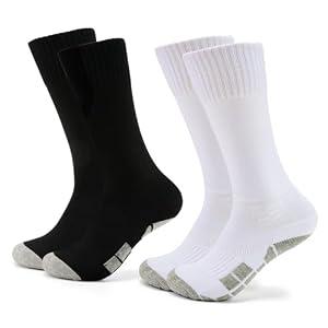 Dirk Soccer Socks for Men Women Anti-Slip Athletic Sports Knee High Socks, 7 Pair/White/Dark Grey, Medium