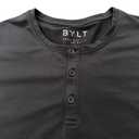 BYLT Drop Cut Henley T Shirt Men Medium Black Long Sleeve Lux Pullover Active, XL