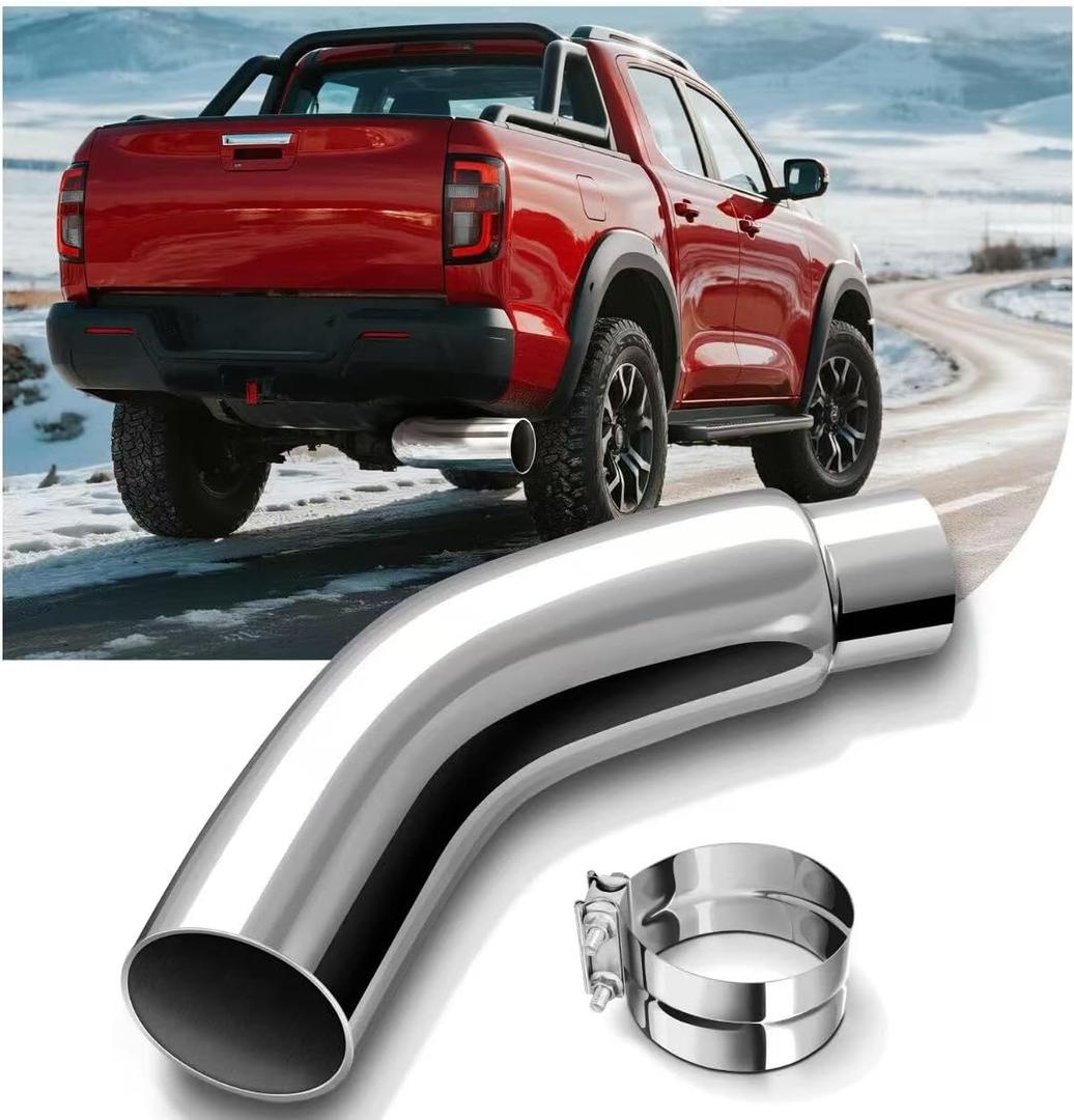Elbow Exhaust Tip, 5 Inch Chrome Diesel Exhaust Tip with a Clamp, 5 to 6 Inch Exhaust Elbow Tip for Pick-up trucks