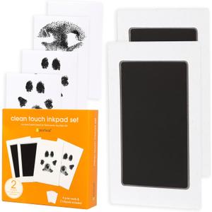 Pearhead Paw Print Clean-Touch Ink Pad, Mess Free Inkless Pet Impression Kit, Safe for Cats and Dogs, Pawprint Keepsake, Pack of 2