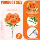 Ovveroche 8 Pack Orange Peonies Artificial Flowers, Fall Fake Silk Hydrangea Bouquet for Bridal Wedding Home Table Decor Reusable Dining Opening Ceremony Birthday Arrangement Faux Floral