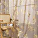 Sutuo Home Taupe Sheer Curtains 96 Inches Long 2 Panels Set, Gold Foil Print Metallic Bronzing Tropical Leaves, Window Treatment Decor Drape Pair for Bedroom Living Room 52" W x 96" L