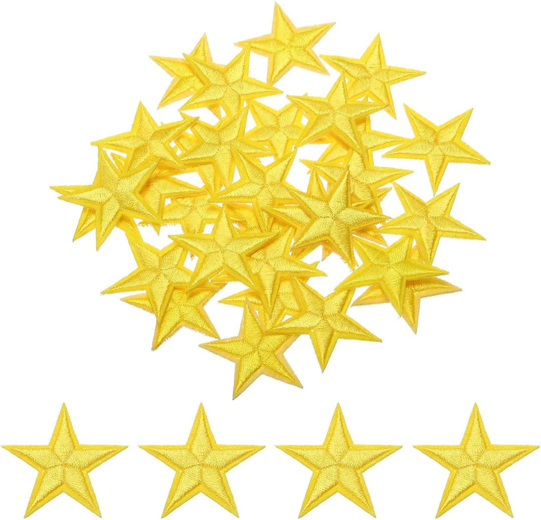 MECCANIXITY 33pcs Yellow Star Iron-On Patches