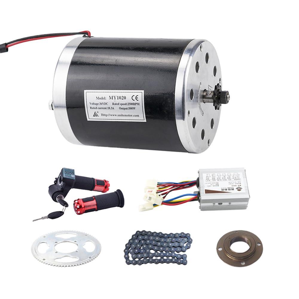 36V Brushed Electric Motor Kit 2500RPM High Speed Brush DC Motor Controller 500W Electric Bike Scooter Motor with Brushed Controller for Dirt Bike Crazy Cart Mini Motorcycle Upgrade and Conversion