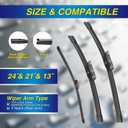 5 PLUS Silicone Windshield Wipers Replacement for 2007-2017 VW Volkswagen Tiguan Wiper Blades(Set of 3),Automotive Replacement Windshield Wiper Blades For My Car-24"/21"/13"