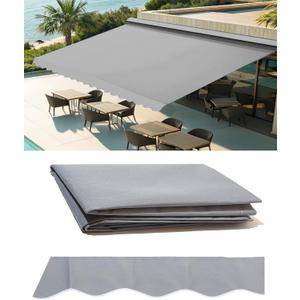 12' x 10' Retractable Patio Awning Replacement Fabric Cloth, Durable Exterior Sunshade Canopy Cloth, Reinforced Multi-Purpose Waterproof Protective Awning Cover, Gray