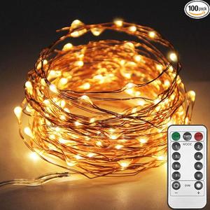 Twinkle Star 33ft 100LED Copper Wire String Lights, Warm White
8 Modes, USB Powered, Remote Control, Fairy Lights, Wedding Party Home Christmas Decoration