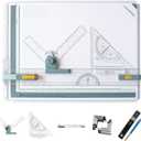 Inch A3 Drawing Board Drafting Table Multifunctional Drawing Board Table with Clear Rule Parallel Motion and Angle Adjustable Measuring System, 14.4"W x 19.7"H