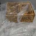 Set of 3 Water Hyacinth Storage Basket Rattan Woven Shelf Organizing with Builtin Handles 3Pack Nesting Wicker Bathroom Accessories Pantry Storage