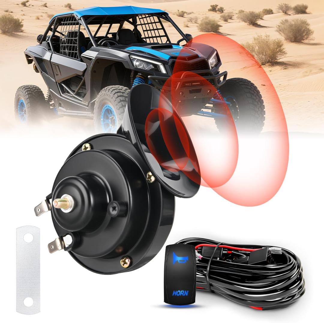 Nilight 12V UTV Horn Wiring Harness Kit with Blue LED Momentary Rocker Switch 60DB Horn Compatible with Polaris RZR Ranger Can Am Kawasaki Teryx Arctic Cat Yamaha Rhino Golf Cart Tractors